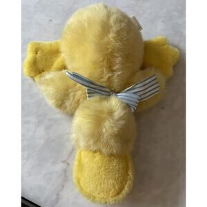 Vintage Yellow Duck Chrisha Playful Plush‎ Stuffed Animal 1988 80s Bow Laying